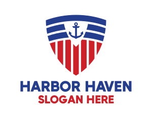 Stripe Anchor Shield logo design