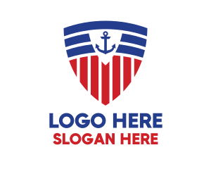 Stripe Anchor Shield logo design