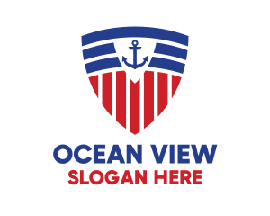 Pier - Stripe Anchor Shield logo design