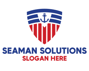 Seaman - Stripe Anchor Shield logo design