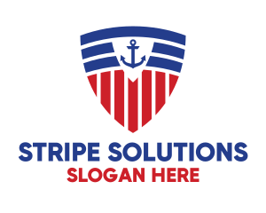 Stripe Anchor Shield logo design