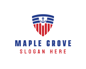 Stripe Anchor Shield logo design