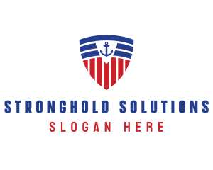 Stripe Anchor Shield logo design