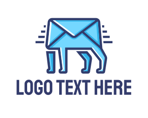 Message Carrier - Blue Envelope Walking logo design