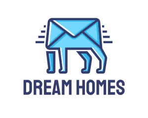 Pen Pal - Blue Envelope Walking logo design