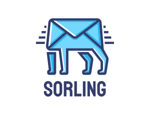 Blue Envelope Walking logo design