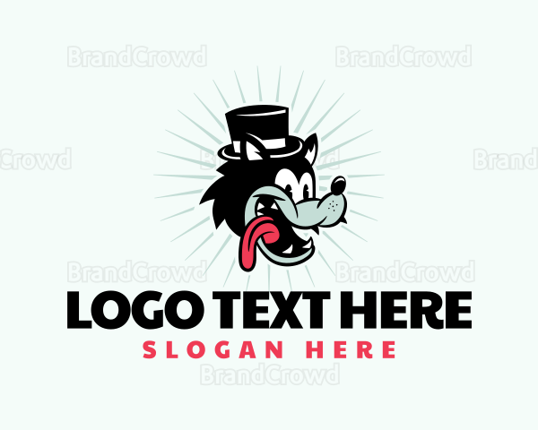 Wolf Top Hat Cartoon Logo