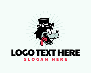 Wolf Top Hat Cartoon logo design