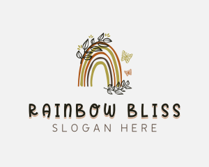 Leaf Butterfly Rainbow logo design