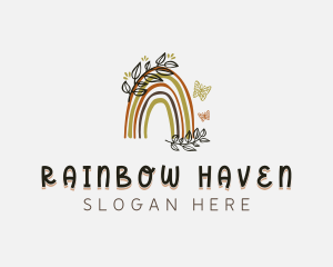 Leaf Butterfly Rainbow logo design