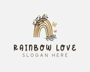 Leaf Butterfly Rainbow logo design