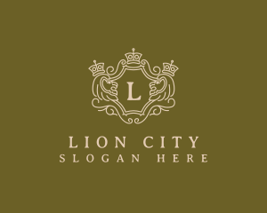 Lion Crown Crest logo design