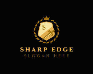 Shield Crown Dagger logo design