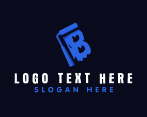 Brush Stroke - Paint Roller Letter B logo design