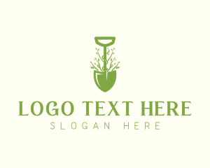 Hose Spray - Shovel Landscaping Gardening logo design
