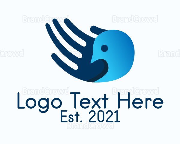 Blue Hand Bird Logo