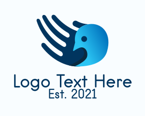 Help - Blue Hand Bird logo design