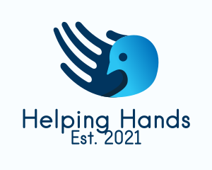 Volunteering - Blue Hand Bird logo design