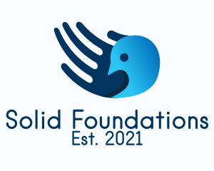 Animal Sanctuary - Blue Hand Bird logo design