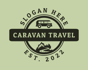 Caravan - Camping Van Adventure logo design