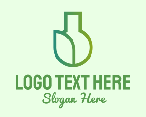 Chemical - Organic Leaf Flask logo design