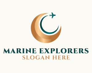 Moon Airplane Exploration logo design