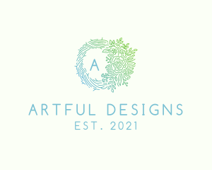 Garden Floral Outline  logo design