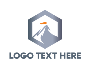 Red Mountain - Hexagon Steel Mountain logo design