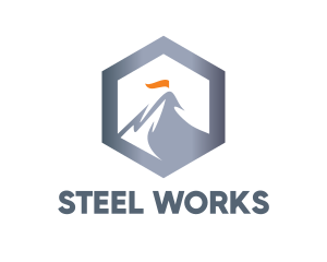 Hexagon Steel Mountain logo design