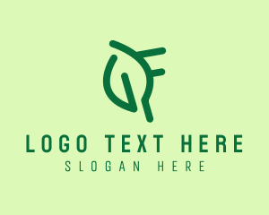 Seeding - Minimalist Leaf Letter F logo design