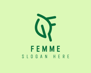 Minimalist Leaf Letter F logo design