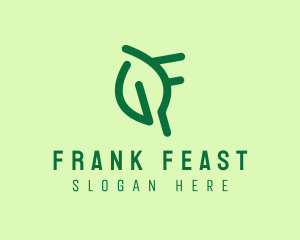 Minimalist Leaf Letter F logo design