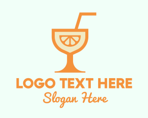 Glass - Orange Citrus Cocktail logo design