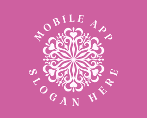 Yoga - Pink Heart Mandala logo design