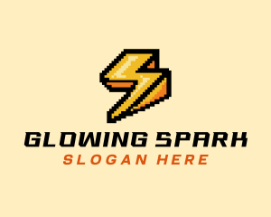 Pixel Lightning Bolt logo design