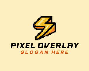 Pixel Lightning Bolt logo design