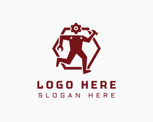 Person - Tools Repair Man logo design