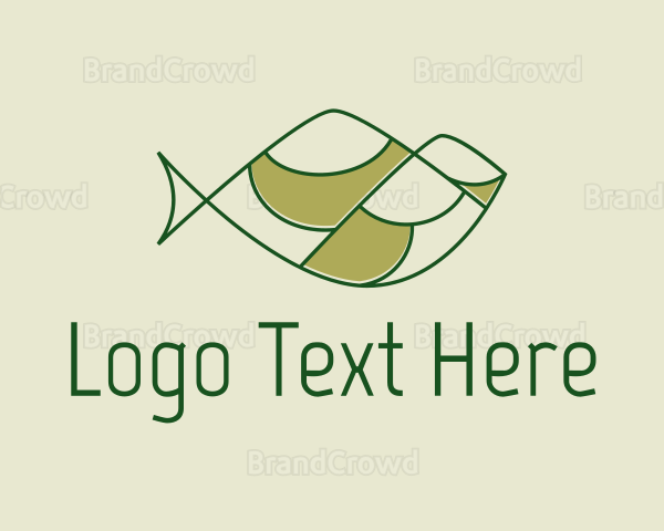 Green Minimalist Fish Hills Logo