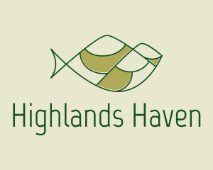 Highlands - Green Minimalist Fish Hills logo design