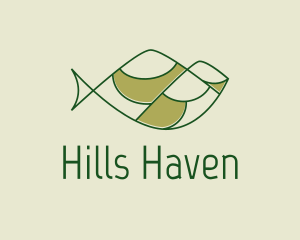 Green Minimalist Fish Hills logo design