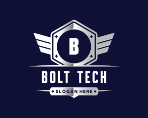 Bolts - Metallic Industrial Wing logo design