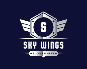 Metallic Industrial Wing logo design