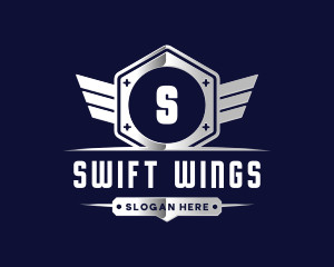 Metallic Industrial Wing logo design