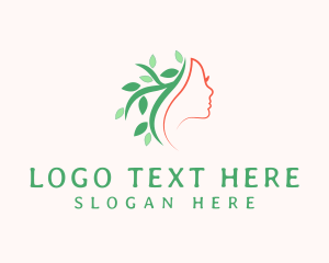 Tree - Woman Face Plant Leaves logo design