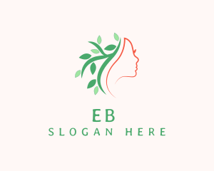 Organic - Woman Face Plant Leaves logo design