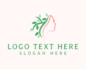 Hair Stylist - Woman Face Plant Leaves logo design