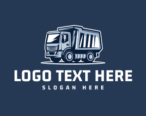 Blue Transport Dump Truck Logo