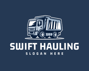 Hauling - Blue Transport Dump Truck logo design