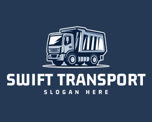 Blue Transport Dump Truck logo design