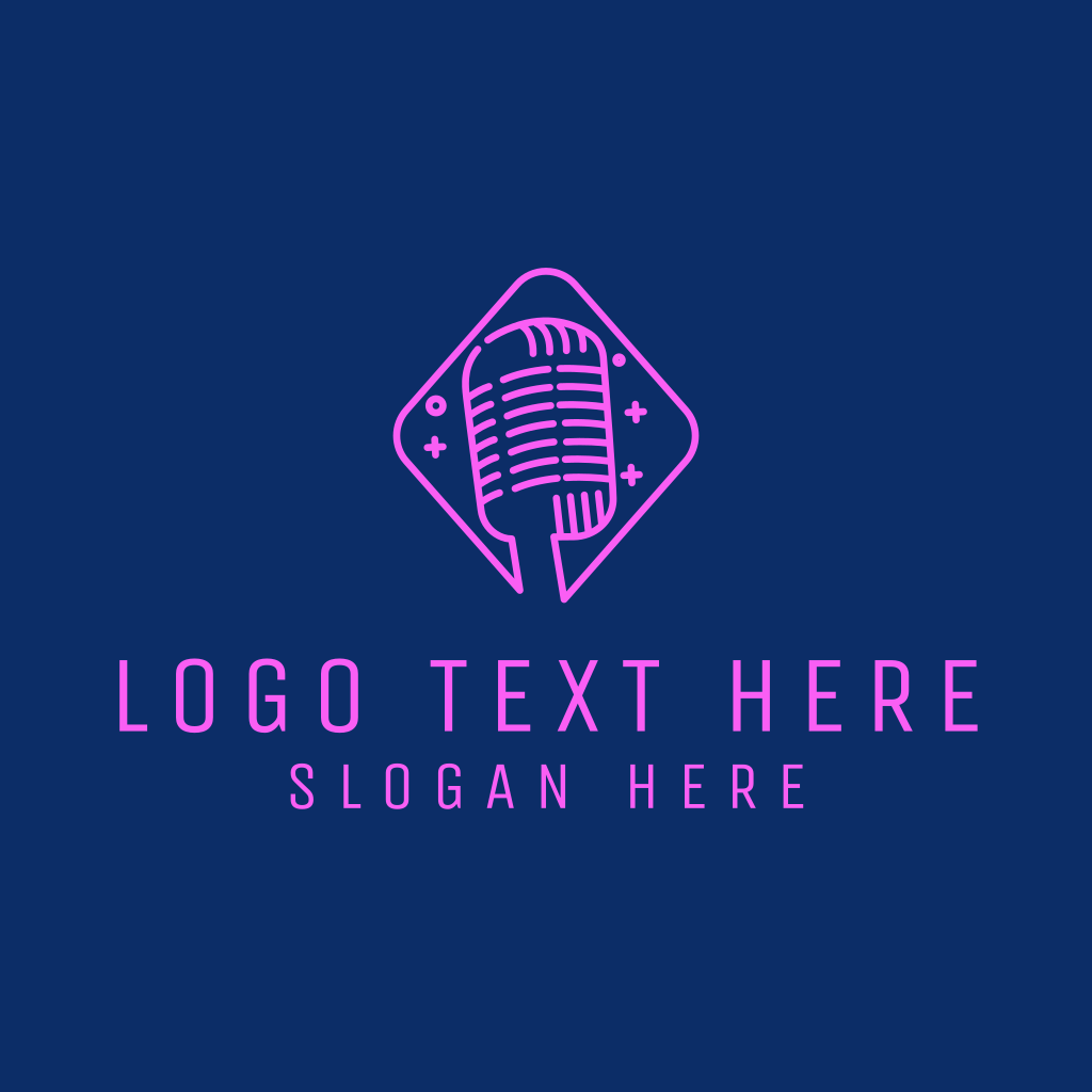 Neon Microphone Broadcast Logo | BrandCrowd Logo Maker | BrandCrowd